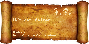 Héder Valter névjegykártya